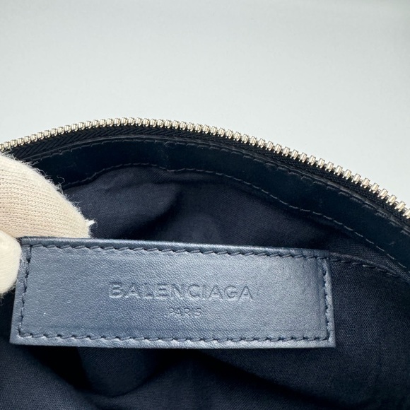 100% Authentic Balenciaga Paris Canvas, Navy Blue Leather Clutch Bag - Picture 7 of 8